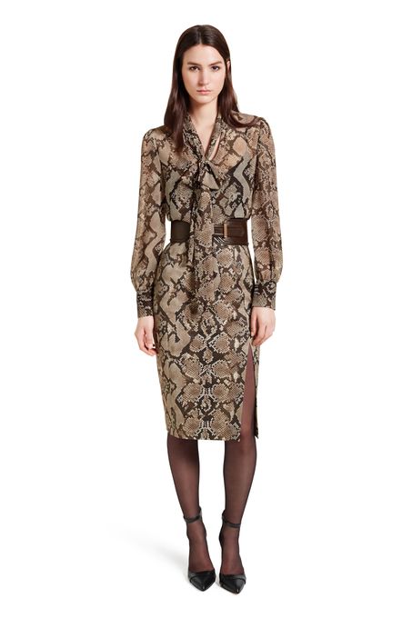 BOW BLOUSE and PENCIL SKIRT  IN PYTHON PRINT, $34.99 each. 