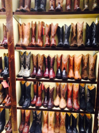 Hand made boots and other cowboy gear at Burns 1876 at Fashion Island, Newport Beach.